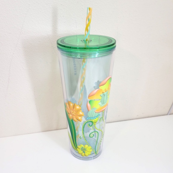 Starbucks Summer 2025 Printed Floral Clear Acrylic Venti 24oz Tumbler Cup - Picture 4 of 8